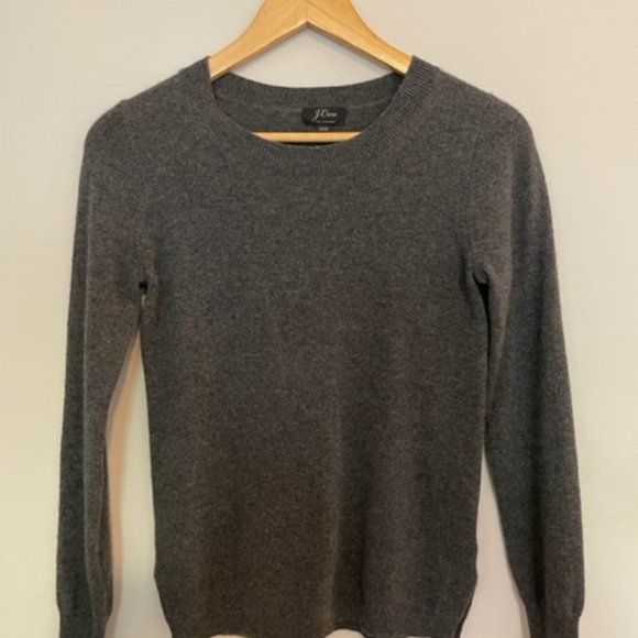 New J. Crew 100% Cashmere Long-Sleeve Crewneck Sweater XXS Grey - Picture 2 of 7
